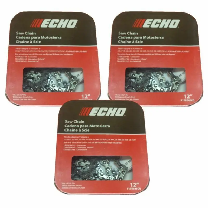 (3 Pack) 91Px45cq Echo 12" Chainsaw Chain Cs-271T, Cs-310, Cs-352 1