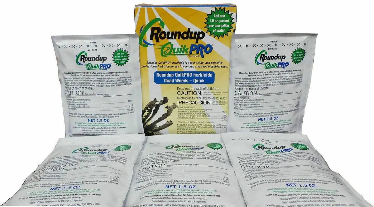 (5 Packets) Roundup Quick Pro, 5- 1.5 Oz Packs, Makes 5 Gallons, 73.3 Glyphosate 1