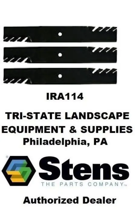 302-717 (3Pk) Stens Toothed Hi-Lift Blade 50" Deck Dixie Chopper Toro Ariens 1