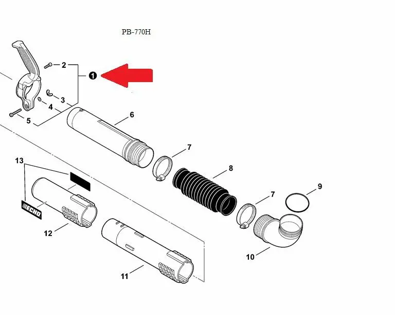 C040000040 Genuine Echo Blower Tube Handle Assembly For Pb-770H Backpack Blower 2