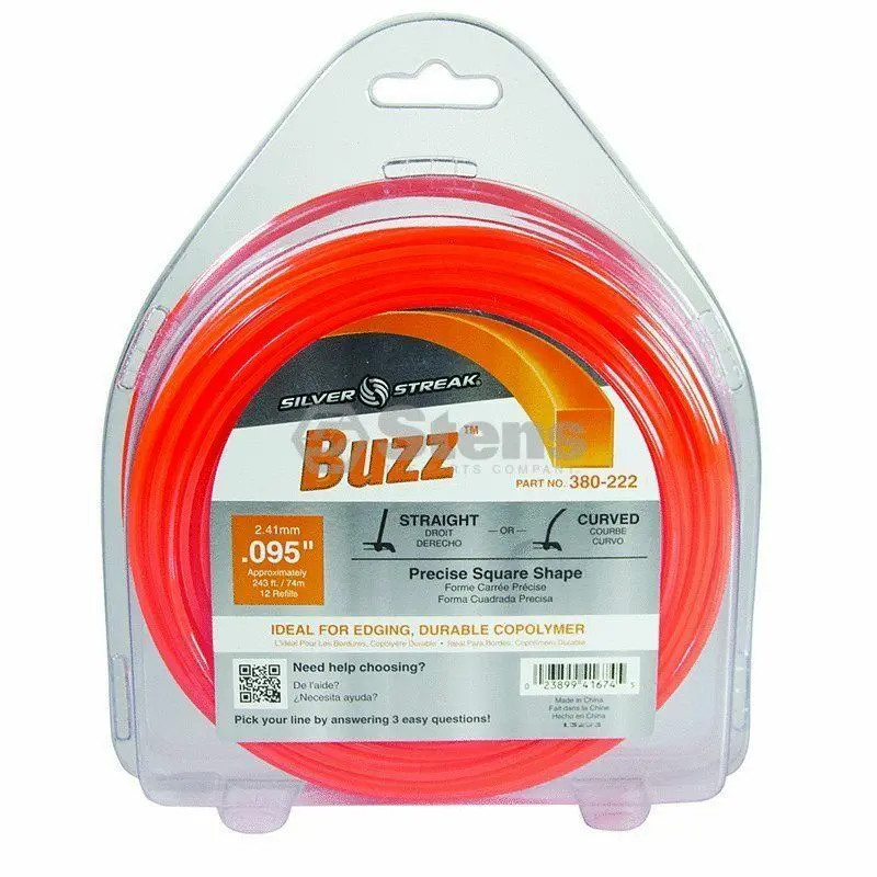 380-222 Buzz .095 Trimmer Line Stens Silver Streak 1Lb Donut (243Ft) 1