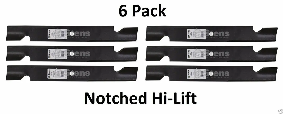 6 Stens Notched Hi-Lift Blade Fits Exmark 103-2530-S Stens #355-036 1