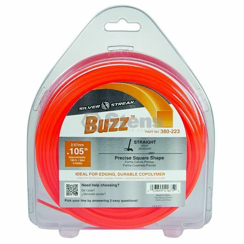 380-223 Buzz .105 Trimmer Line Stens Silver Streak 1Lb Donut (190Ft) 1
