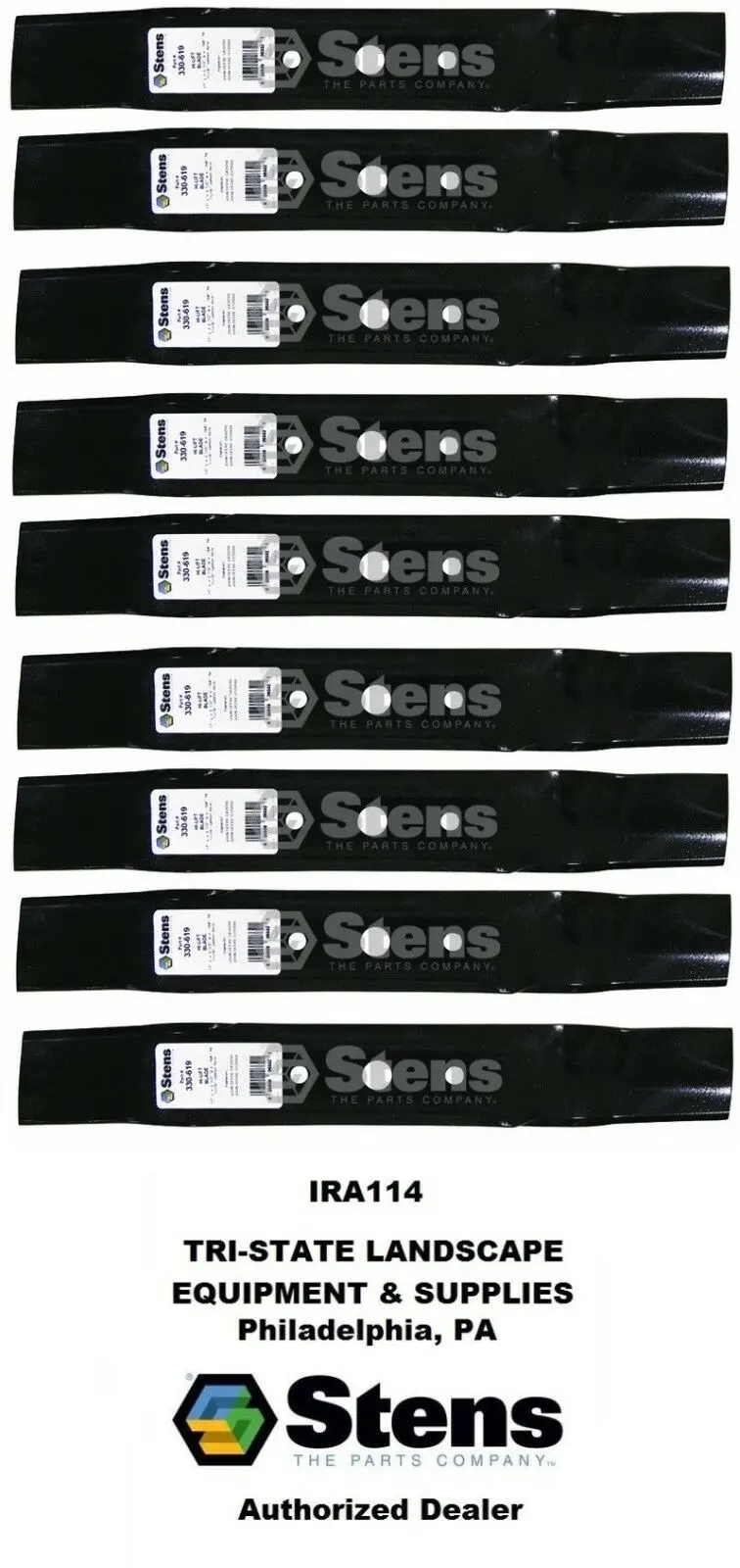 Stens 330-619 Set Of 9 Hi Lift Blade 48" Deck Fits John Deere Gx20250, Gy20568 1