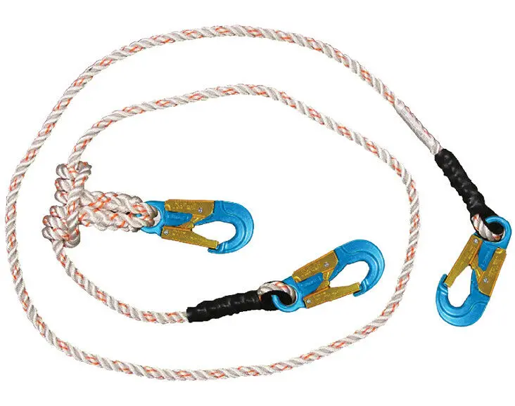 Climb Right 1/2" X 1'-9' Adjustable 2-In-1 Lanyard W/ 3 Double Locking Snaps 1