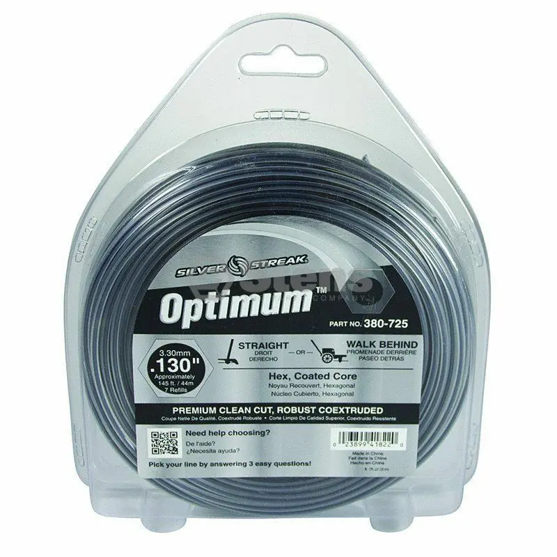 380-725 Optimum .130 Trimmer Line Stens Silver Streak 1Lb Donut (144Ft) 1