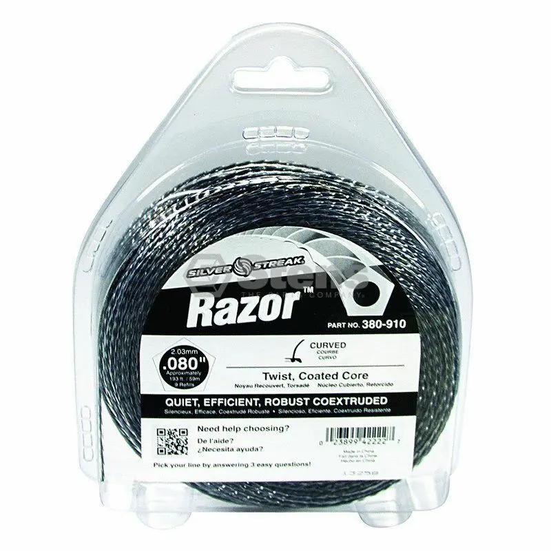 380-910 Razor .080 Trimmer Line Stens Silver Streak 1/2Lb Donut (148Ft) 1