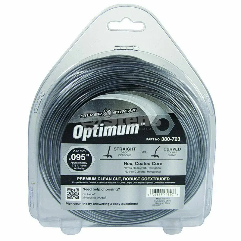 380-723 Optimum .095 Trimmer Line Stens Silver Streak 1Lb Donut (276Ft) 1