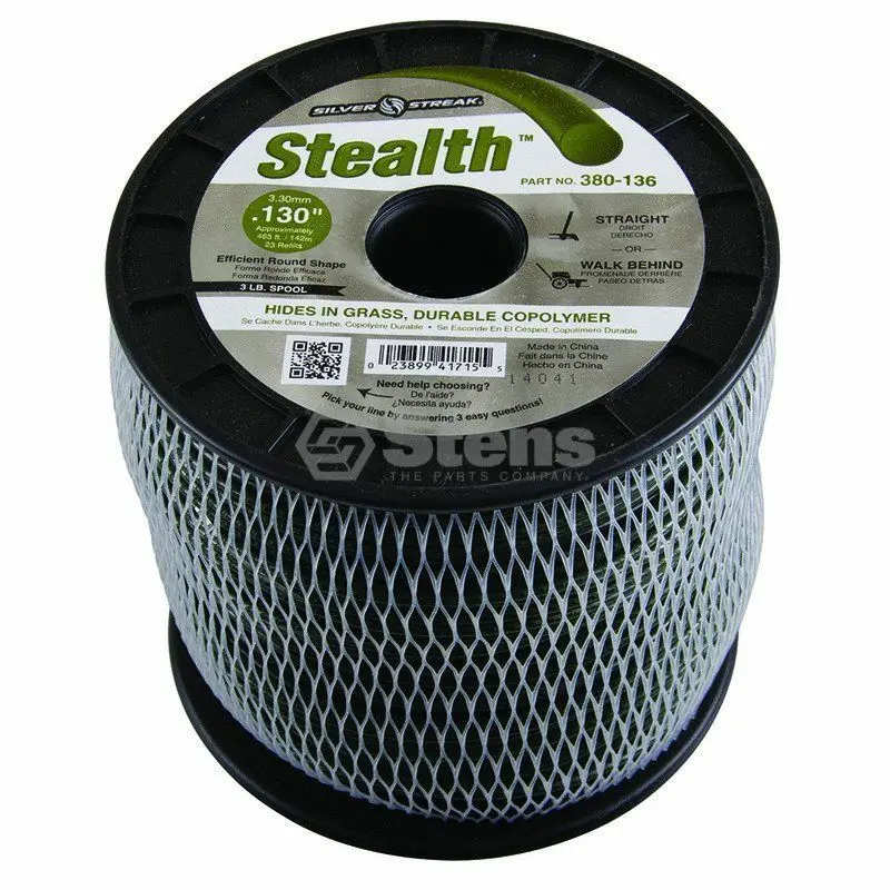 380-136 Stealth .130 Trimmer Line Stens Silver Streak 3Lb Spool (465Ft) 1