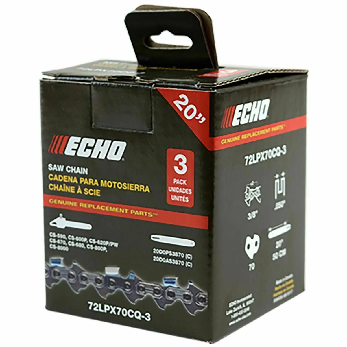 (3 Pack!) 72Lpx70cq-3 Chainsaw Chains 20" Cs-590 Cs-620P 1