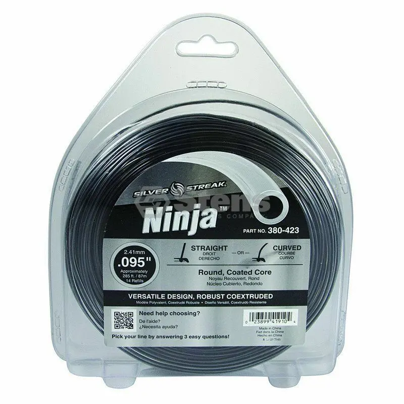 380-423 Ninja .095 Trimmer Line Stens Silver Streak 1Lb Donut (285Ft) 1
