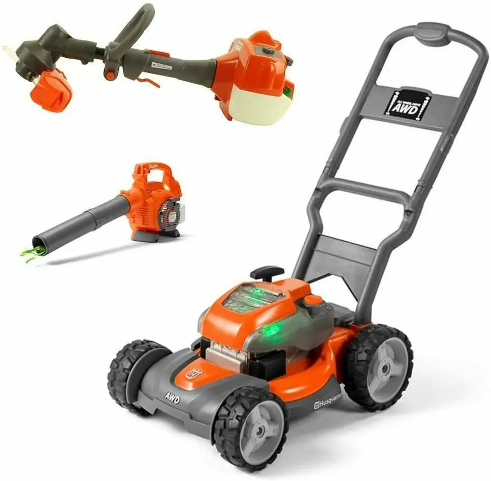 Husqvarna Kids Battery Operated Toy Leaf Blower + Weed Eater + Lawn Mower 1