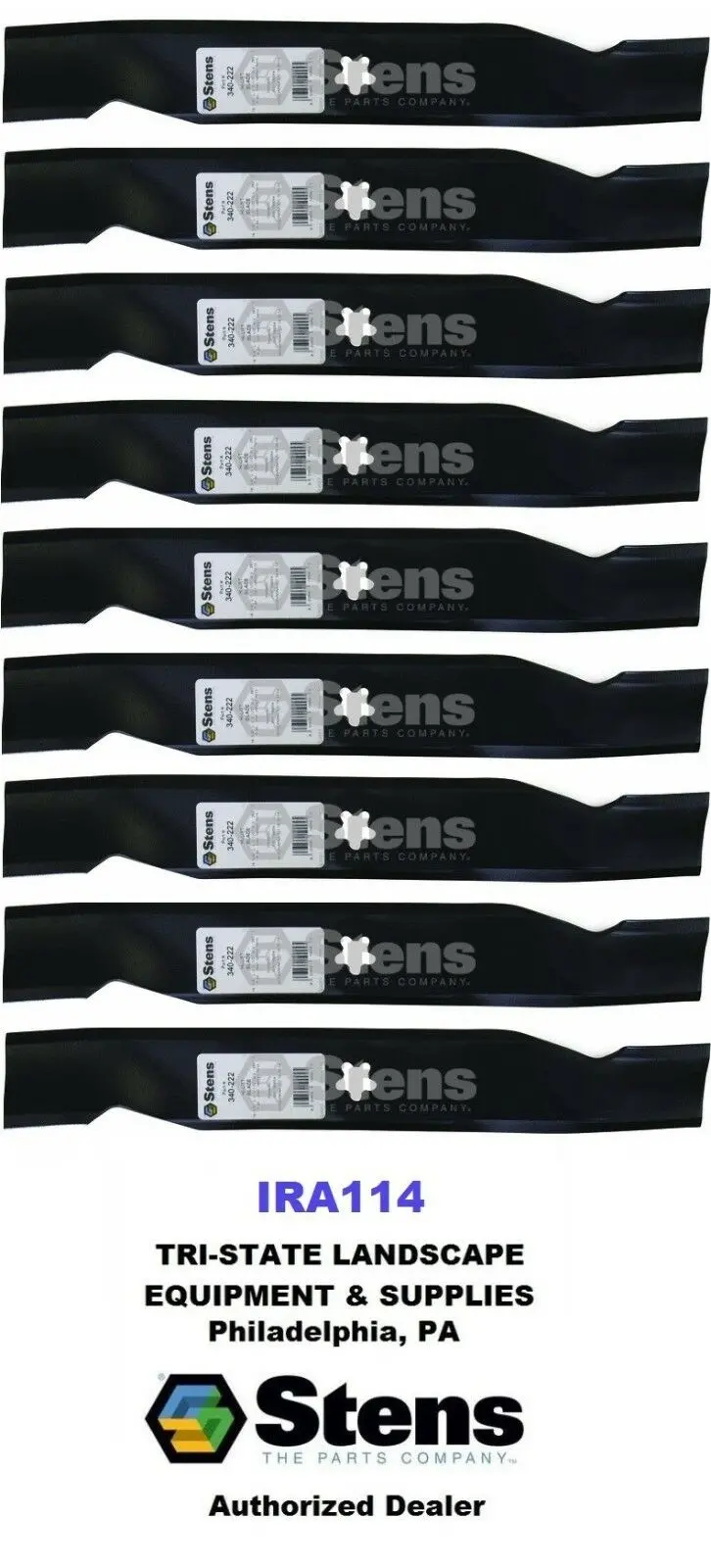 Stens Blades For Craftsman 24679 48" Set Of 9 Hi Lift Blades 1