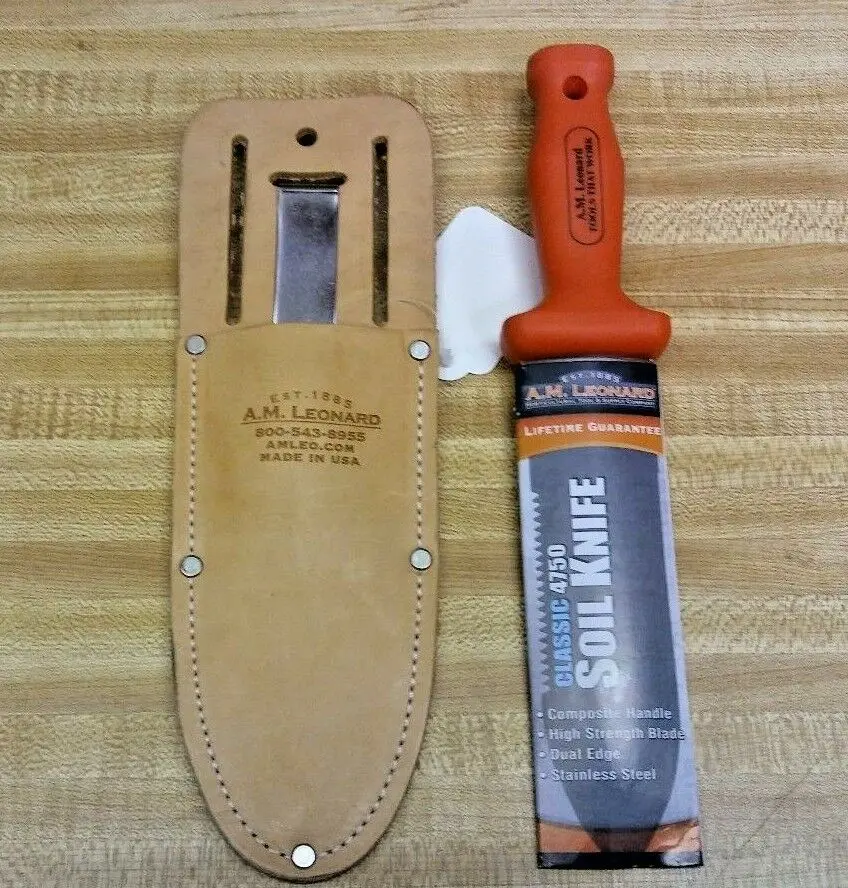 A M Leonard Gardening-Grafting-Pruning Classic Soil Knife And Sheath Combo 4750 1