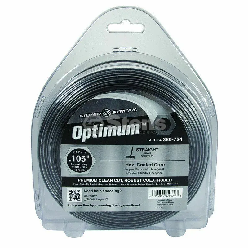 380-724 Optimum .105 Trimmer Line Stens Silver Streak 1Lb Donut (223Ft) 1