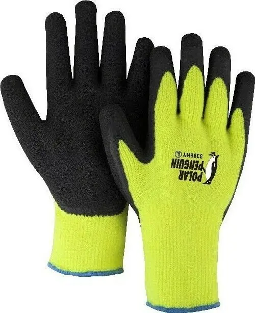 Size Medium Majestic Hi-Viz Lined Yellow Rubber Palm Glove Polar Penguin 1