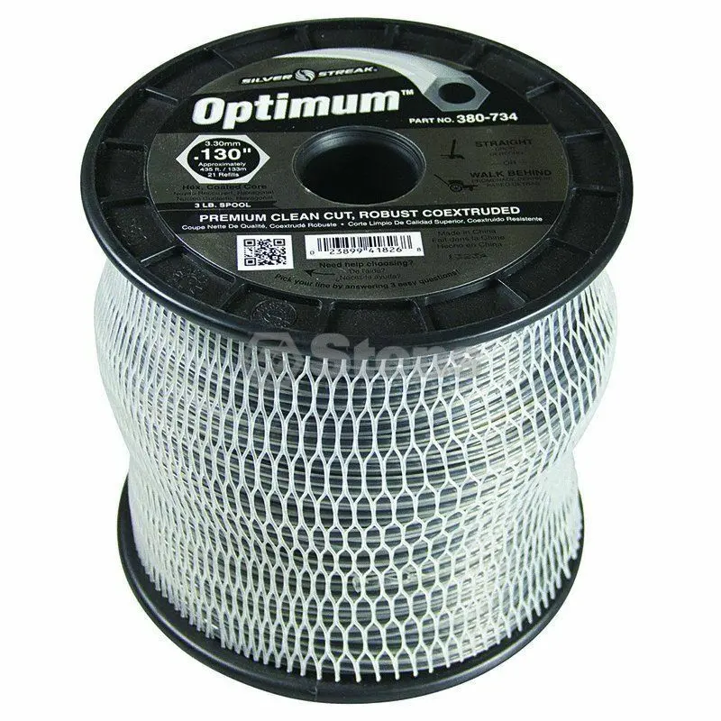 380-734 Optimum .130 Trimmer Line Stens Silver Streak 3Lb Spool (435Ft) 1
