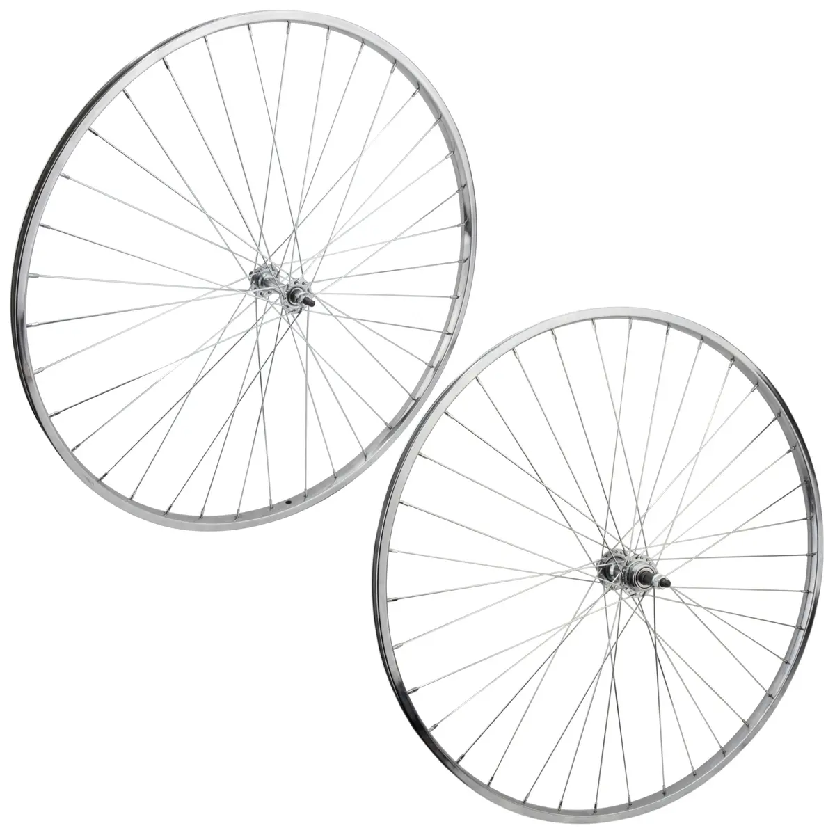 Wheelmaster 27 Inch Classic Chrome Bolt-On Steel Freewheel Type Bike Wheelset 1