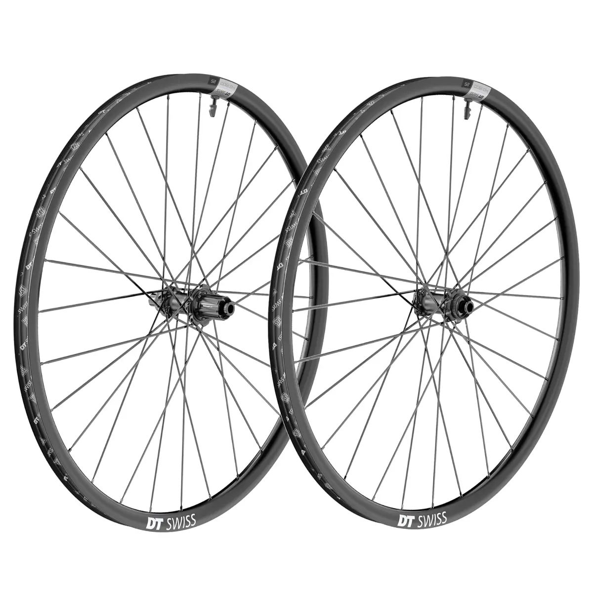 Dt Swiss Hg1800 Spline 700C 12X100 Ta Front 12X142 Ta Rear Dt370 Hg12 Tubeless Centerlock Wheelset 1