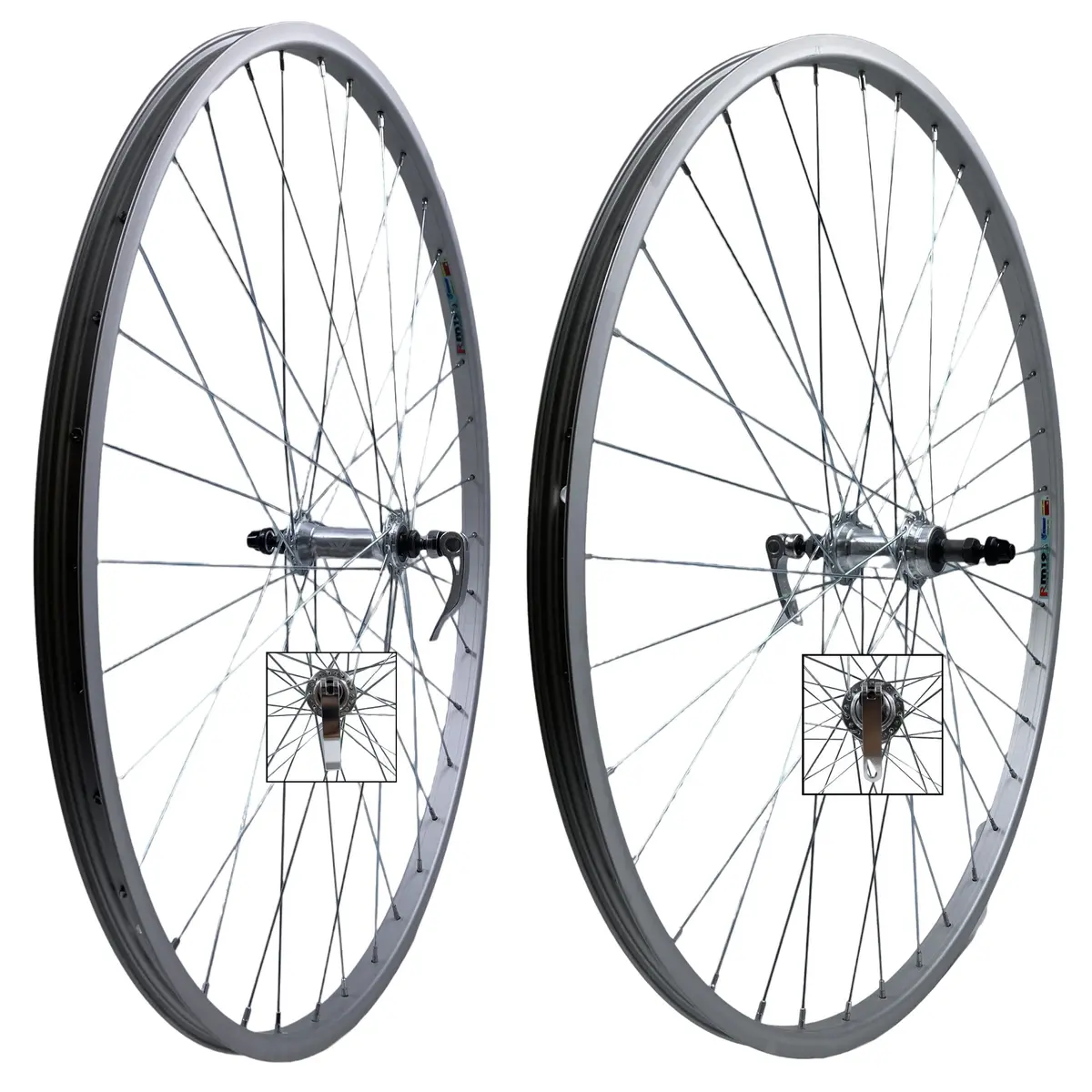 Weinmann Rm19 27 Inch 9X100 Front 10X126mm Rear Qr Freewheel Wheelset Silver 1