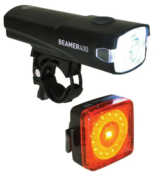 Planet Bike 3406 Beamer 400 Blinky Squared Rechargeable Light Set 1