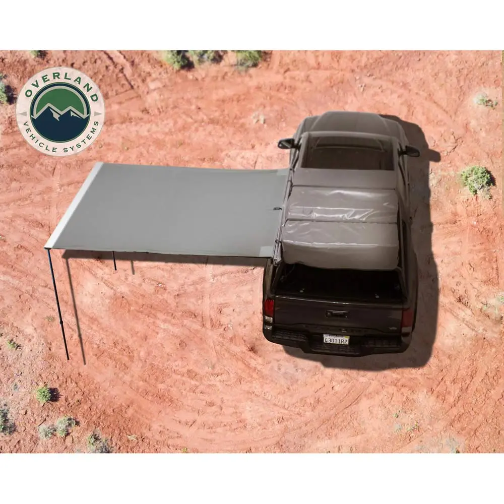 Overland Vehicle Systems - Hd Nomadic 2.0 - 6.5' Awning - Grey Body, Green Trim & Black Travel Cover 1