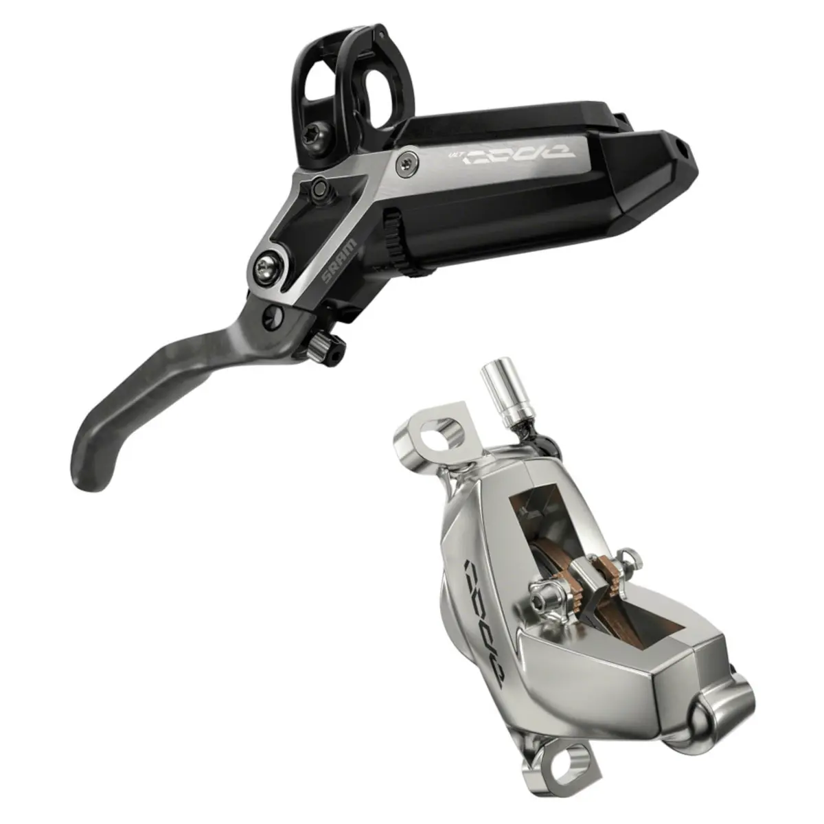 Sram Code Ultimate Stealth Disc Brake And Lever - Post Mount 4-Piston Carbon Lever Titanium Hardware Black/Silver C1 1