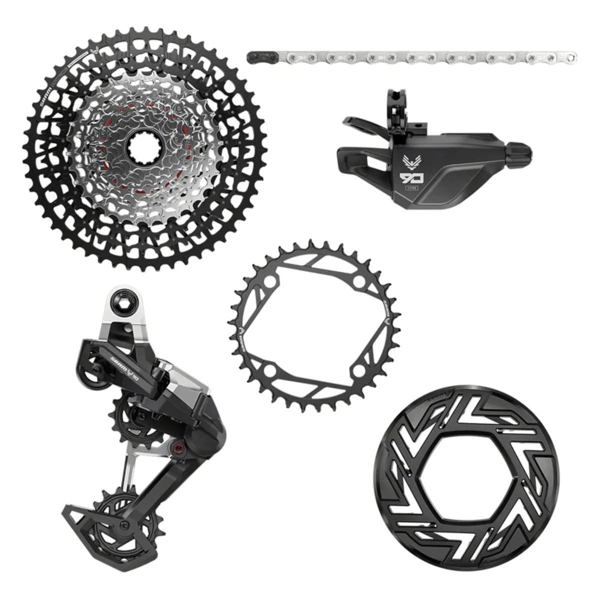 Sram Eagle 90 Ebike Groupset -  No Crank 34T Clip-On Guard Chain Xs-1275 10-52T Single Click Shifter Rear Derailleur 1