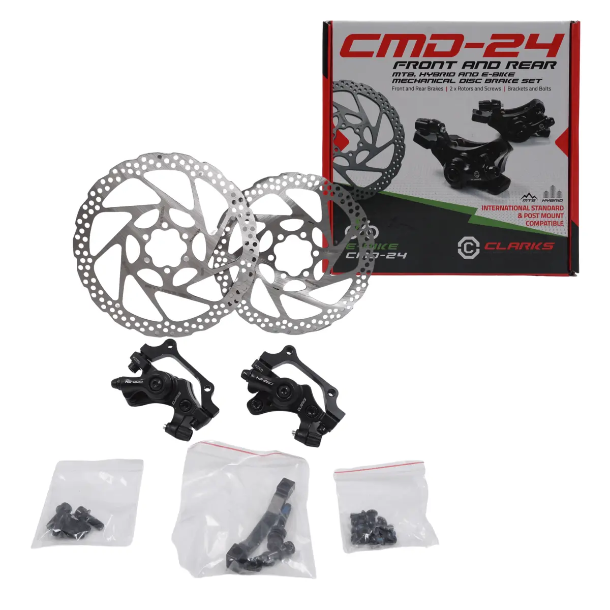 Clarks Cmd-24 Front 180Mm And Rear 160Mm E-Bike Mechanical Disc Brake Kit 1