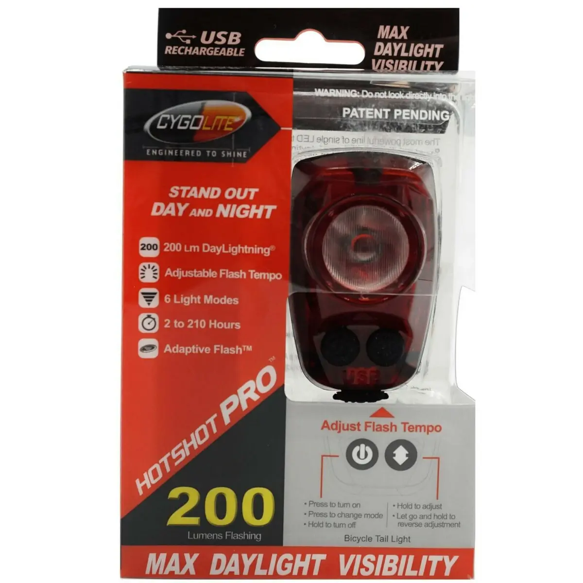 Cygolite Hotshot Pro 200 Usb Rechargeable Tail Light With Hard Post Mount 1