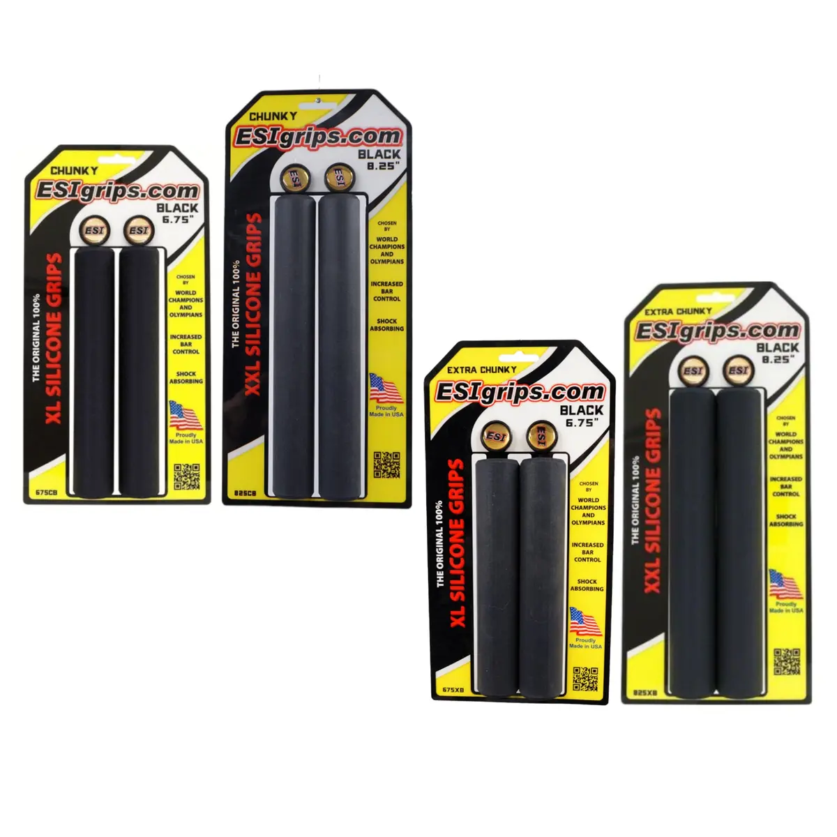 Esi Chunky 6.75" Or 8.25" Bike Black Grips 100% Silicone 1