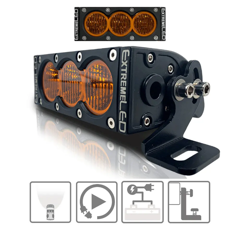 Extreme Led - 6" X6 Amber 30W Flood Beam Led Light Bar 1