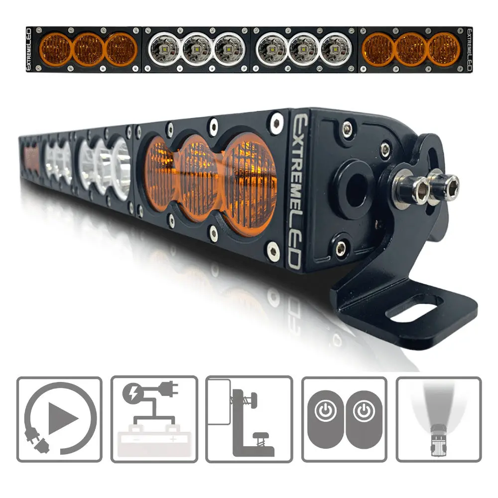 Extreme Led - 22" X6 Amber/White 120W Combo Beam Led Light Bar & Harness Kit 1