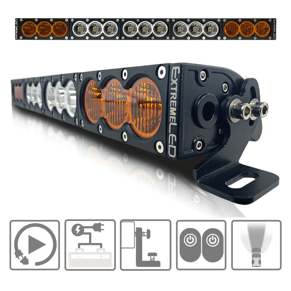 Extreme Led - 28" X6 Amber/White 150W Combo Beam Led Light Bar & Harness Kit 1
