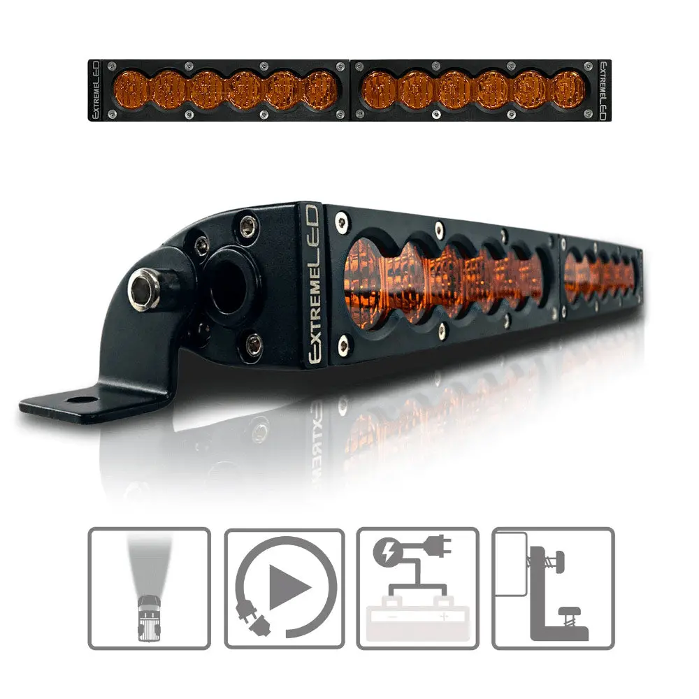 Extreme Led - 12" X6s Slim Amber 60W Flood Beam Led Light Bar 1