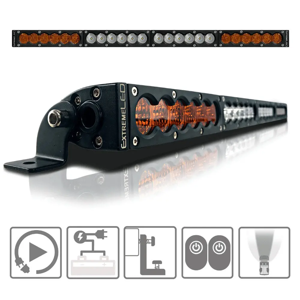 Extreme Led - 25" X6s Slim Amber/White 120W Led Light Bar & Harness 1