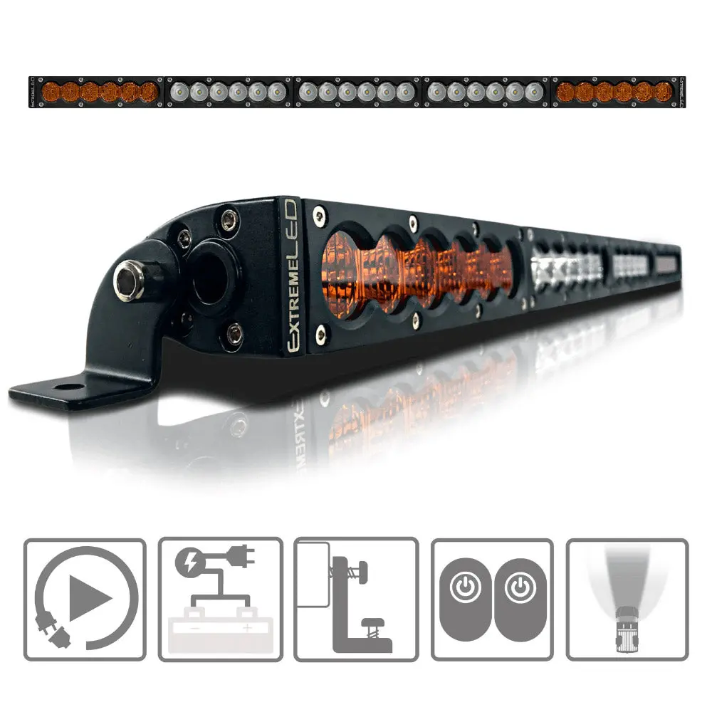 Extreme Led - 30" X6s Slim Amber/White 150W Led Light Bar & Harness 1