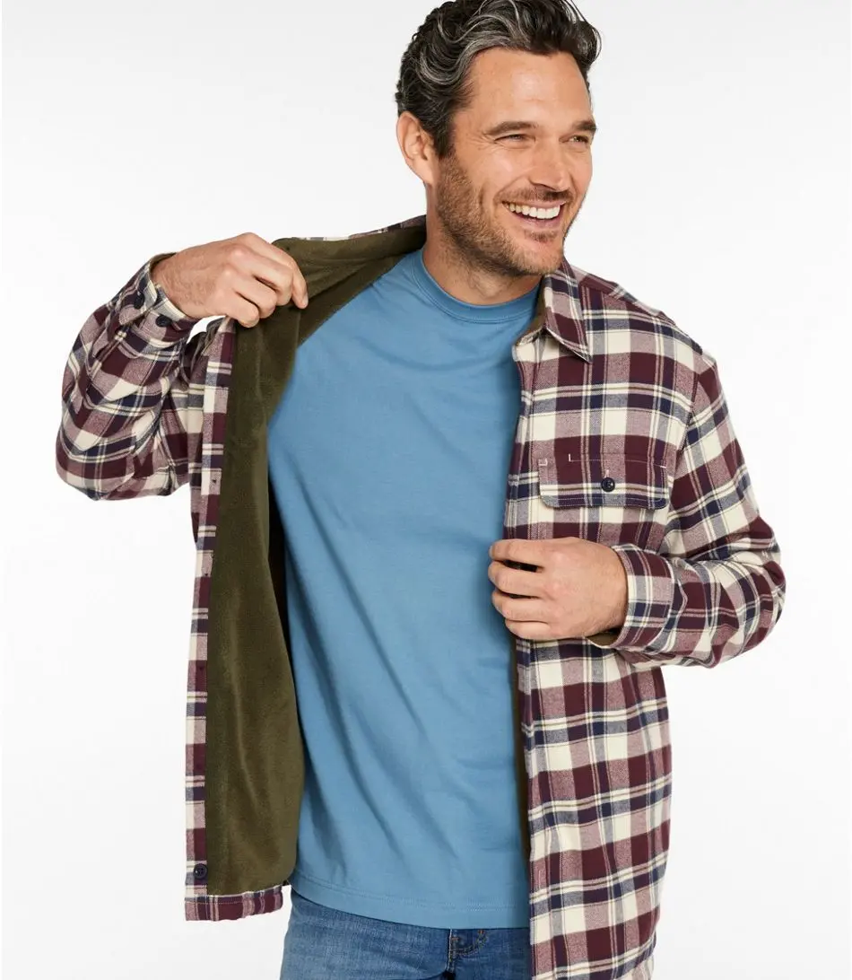 Fleece Lined Flannel Shirt With Pocket Plaid Men's Regular 1