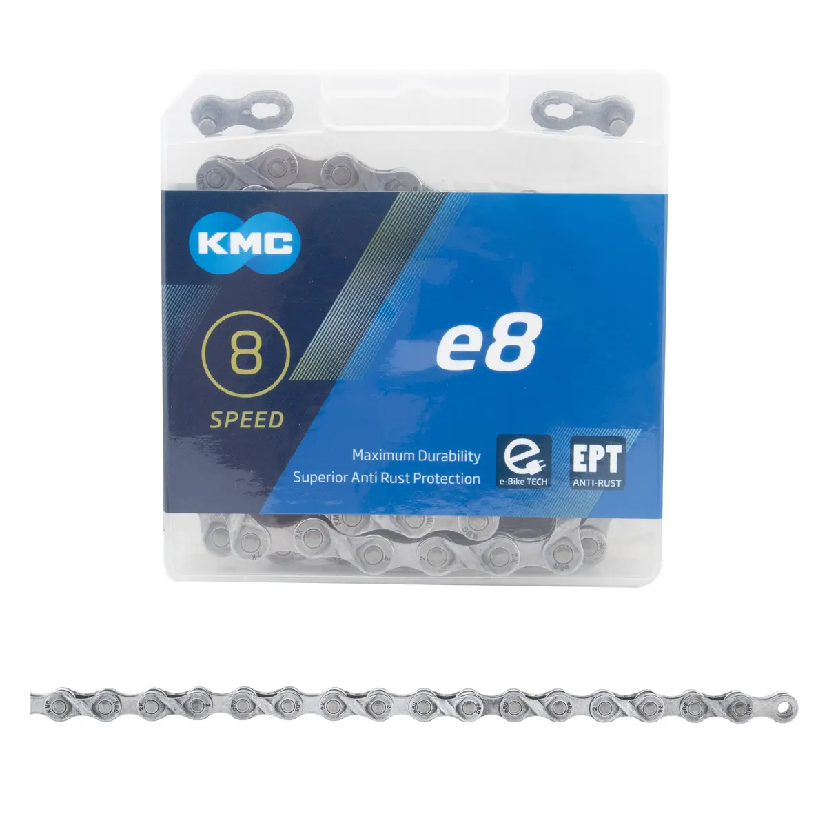 Kmc E8 Ept 8-Speed No Rust Ebike Chain 122L 1