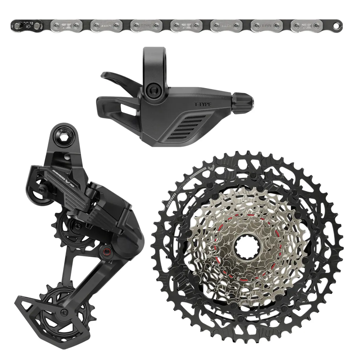 Sram Eagle 70 T-Type Groupset - Trigger Shifter 10-52T For Hg Type Driver 12-Speed Cassette Rear Derailleur Chain 1