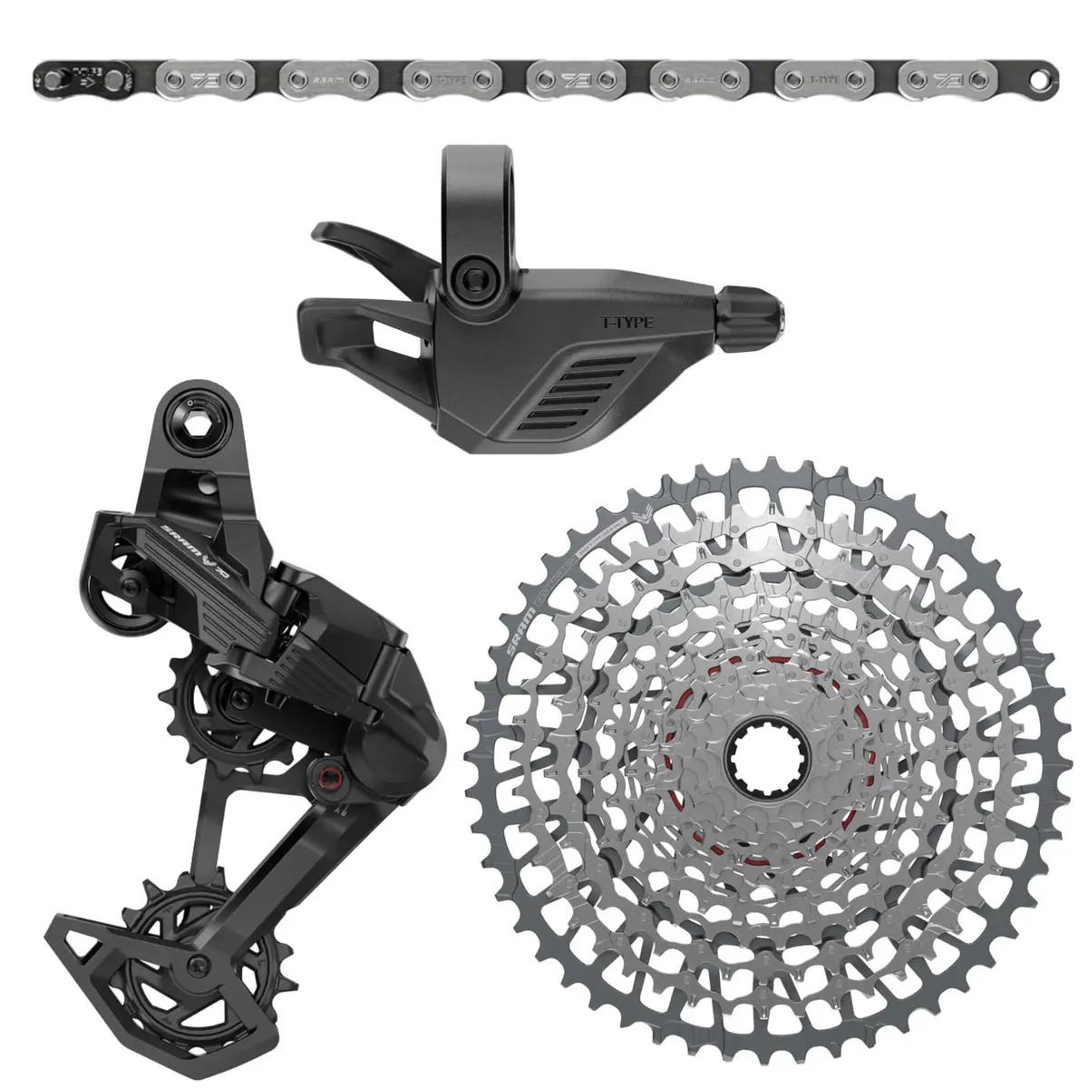 Sram Eagle 70 T-Type Groupset - Trigger Shifter 10-52T Xd 12-Speed Cassette Rear Derailleur Chain 1