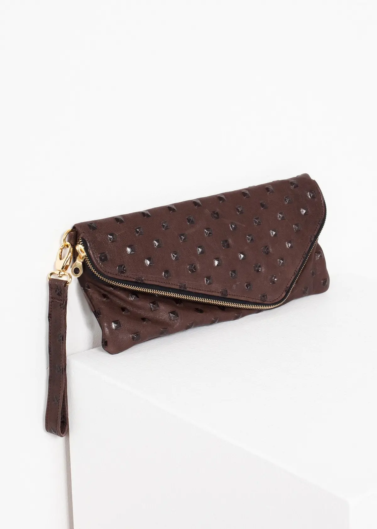 Roxanne Leather Clutch In Brown 1