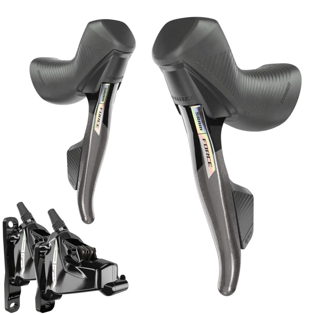 Sram Force Axs Hrd Etap Shift/Brake Lever And Hydraulic Disc Brake Caliper - Flat Mount, 20Mm Offset, Iridescent Gray/Blk, D2 3