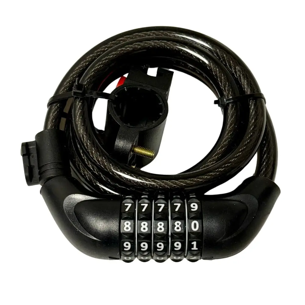 Bike Lock Cable With 5-Digit Resettable Combination | Secure Mount Bracket For Bicycles, Scooters, And Glass Doors | Anti-Theft, Durable, And Weather-Resistant 1