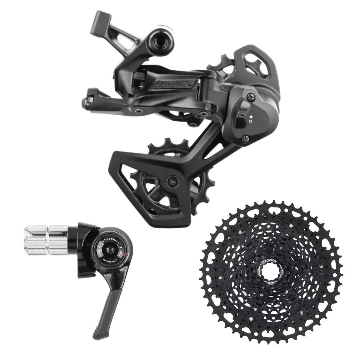 Microshift Advent X 1X10-Speed Groupset - Right Bar End Shifter V2 Rear Derailleur 10-Speed Medium Cage Clutch 11-42T Or 11-48T Cassette 2