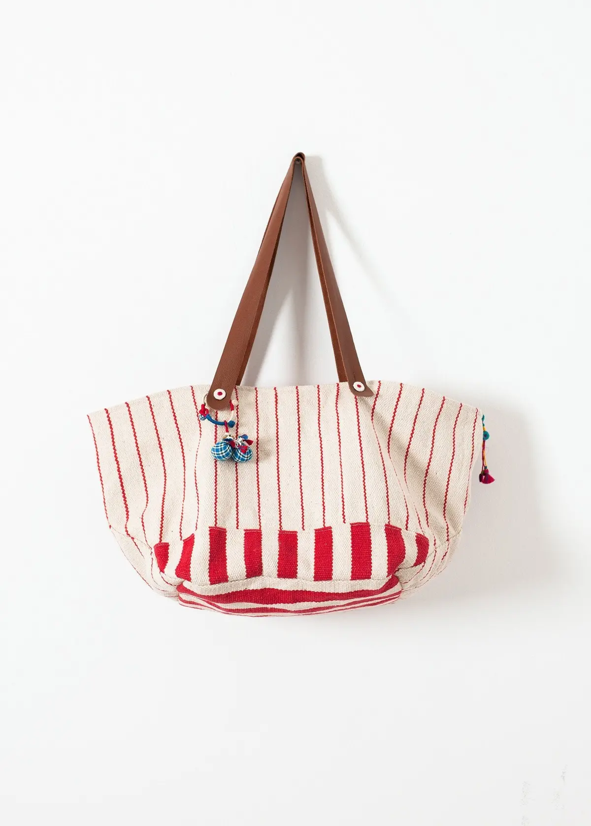 Woven Oversized Tote In Red Stripe 3