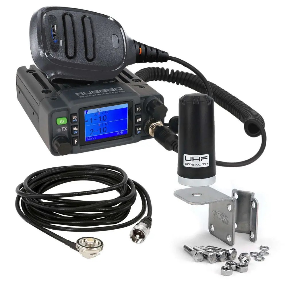 Rugged Radios - Radio Kit Lite - Gmr25 Waterproof Gmrs Mobile Radio With Stealth Antenna 1