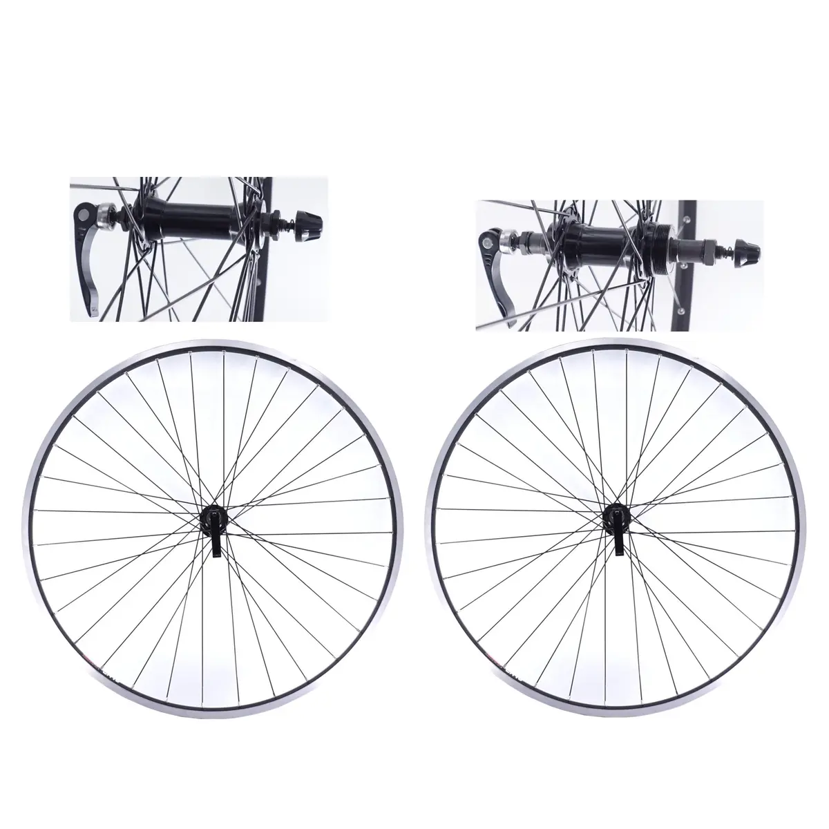 Sun Ringle Cr-18 700C Black Front And Rear (Freewheel Type) Hybrid Bike Wheelset 1