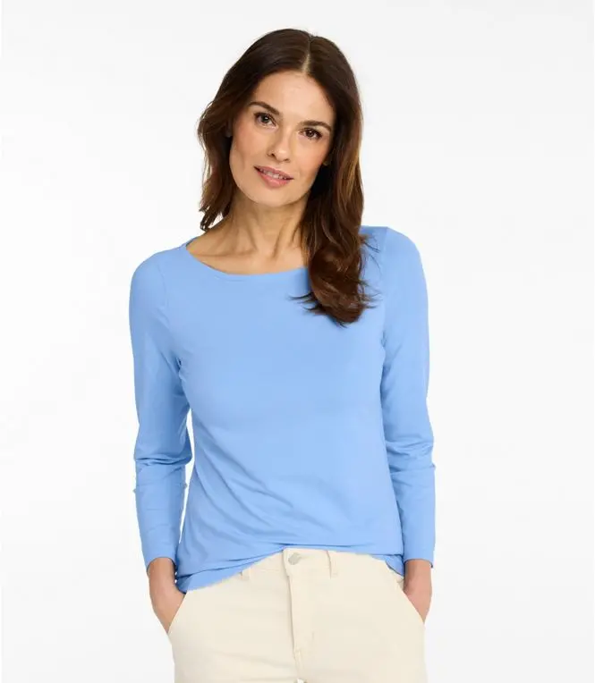 Soft Stretch Supima Tee Boatneck Bracelet Sleeve Women's Regular 1
