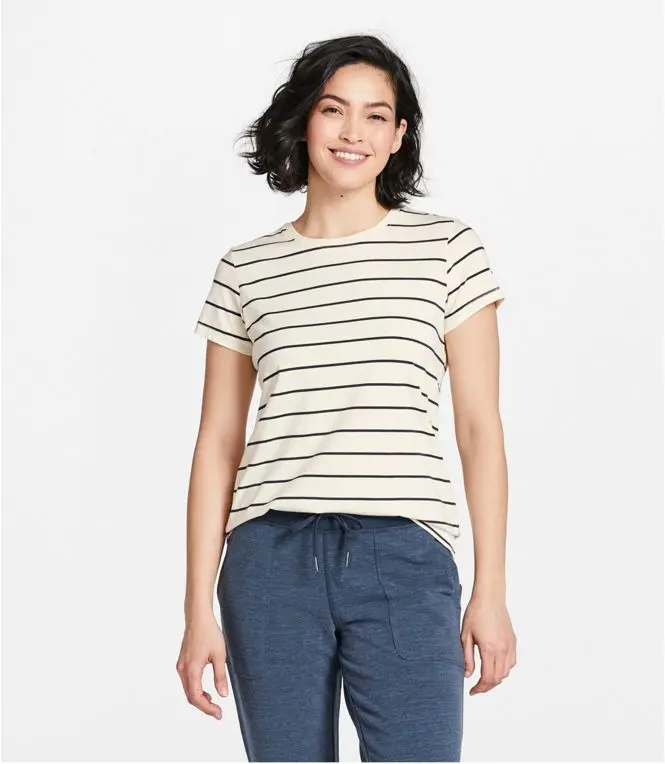 Soft Stretch Supima Tee Crewneck Striped Short Sleeve Women's Regular 1